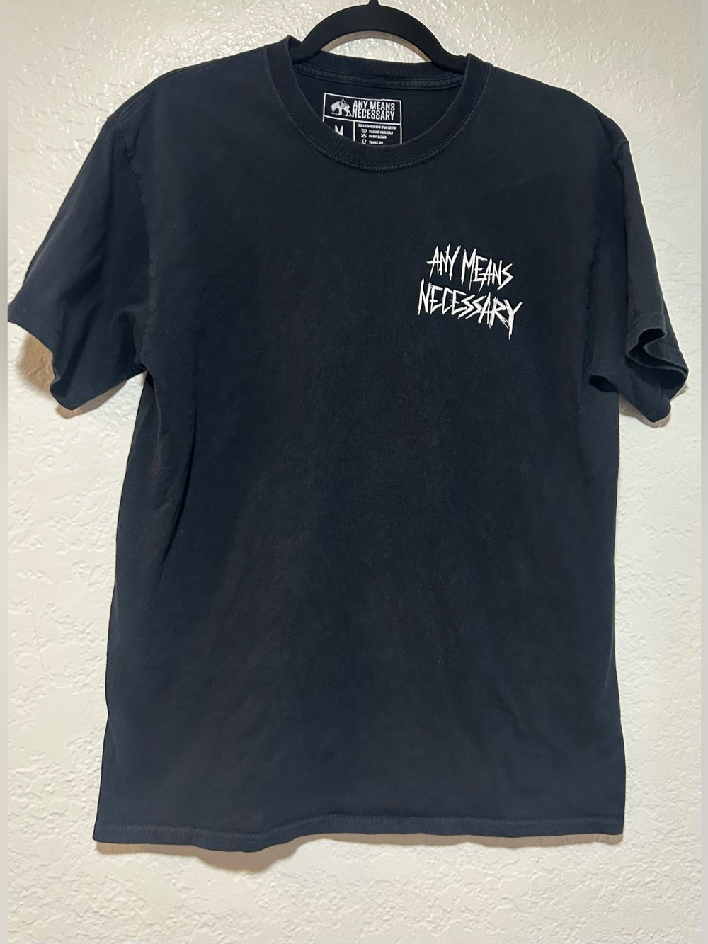 Any Means Necessary “I Can Always Make You Smile” Creepy Black Graphic Logo Tee